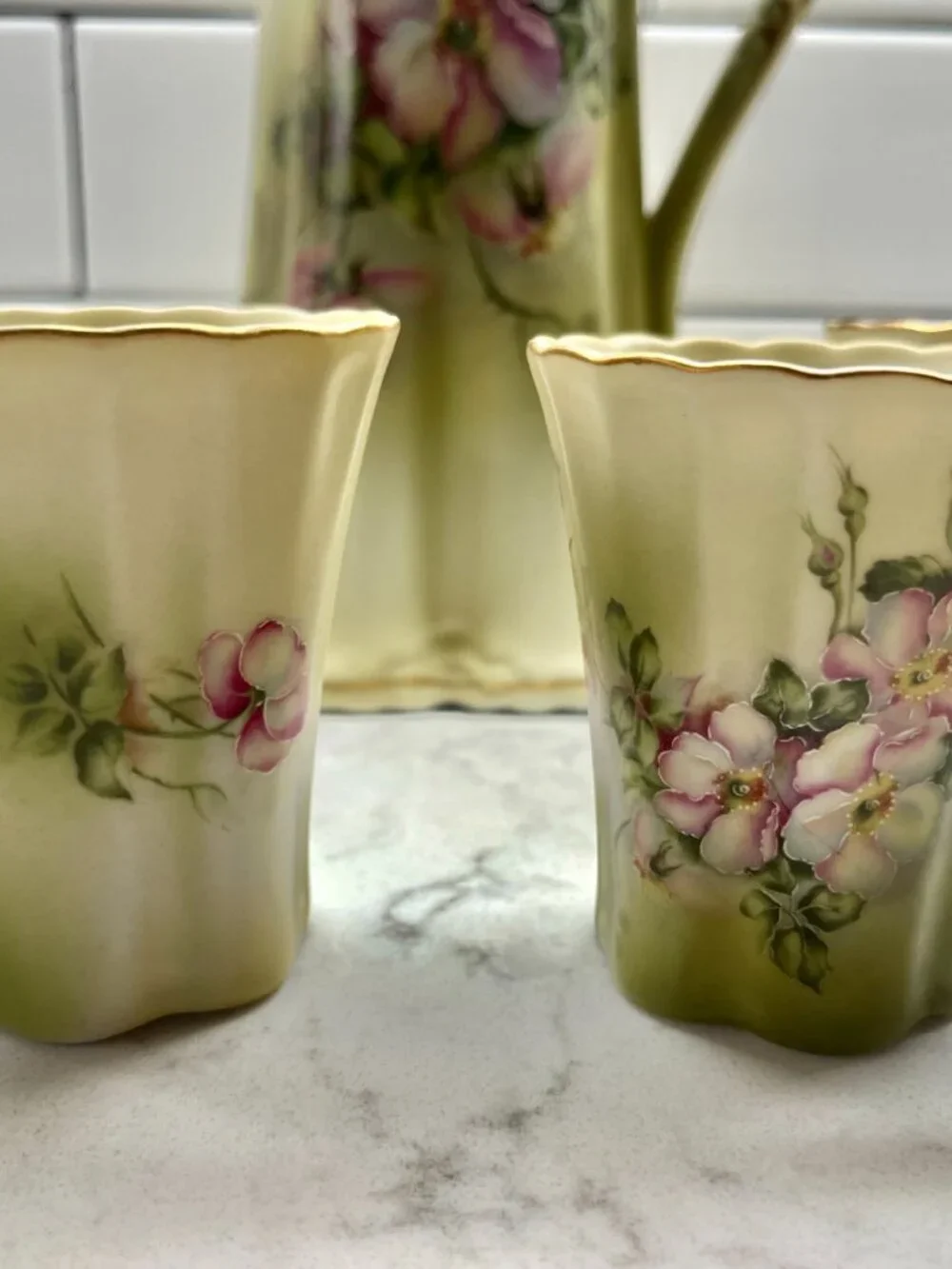 Vintage Nippon Chocolate/Coffee Pot and 4 Cups
